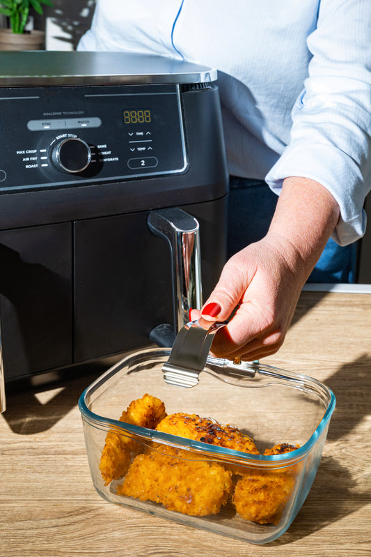 Plat airfryer en verre avec poignée amovible