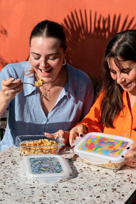 Cook & Go - Set de 5 fiambreras rectangulares de cristal con tapa hermética