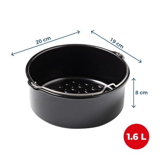 Runde Metallschüssel, die mit air fryer kompatibel ist