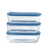 Zero Plastic - Lot de 3 Boites de conservation avec couvercle en verre rectangulaire