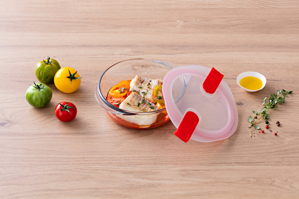 3er-Set Lunchbox aus Glas mit Dampfventildeckel - Multi-Form -Cook & Heat