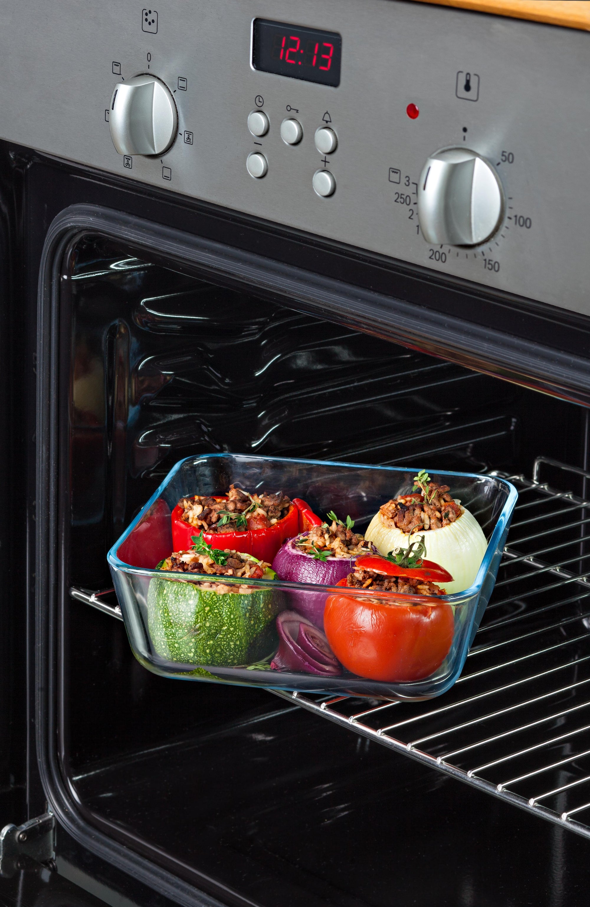 Set aus 8 rechteckigen Glasaufbewahrungsschalen mit Deckel - Cook & Freeze