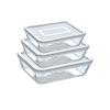 Cook&Freeze - Set van 3 rechthoekige glazen schalen van verschillende afmetingen met deksels