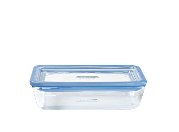 Zero Plastic - Set di 3 contenitori di vetro per alimenti con coperchio in vetro rettangolare