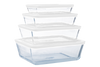 Cook&Freeze - Lot de 4 plats de conservation en verre rectangulaires avec couvercle