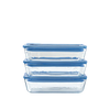 Zero Plastic - Lot de 3 Boites de conservation avec couvercle en verre rectangulaire