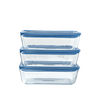 Zero Plastic - Lot de 3 Boites de conservation avec couvercle en verre rectangulaire