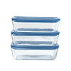 Zero Plastic - Lot de 3 Boites de conservation avec couvercle en verre rectangulaire