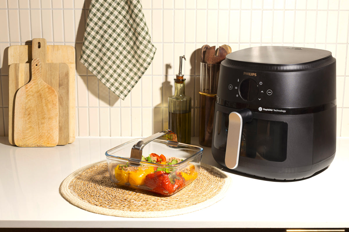 Plat airfryer en verre avec poignée amovible