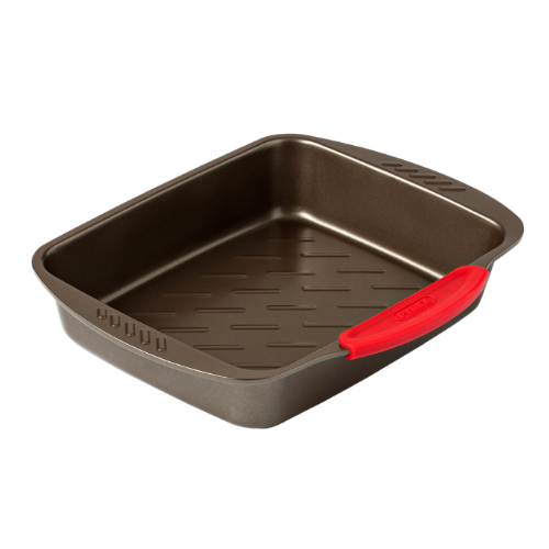 Fuente de metal para horno rectangular de fácil agarre - asimetriA