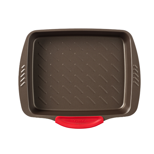 Fuente de metal para horno rectangular de fácil agarre - asimetriA
