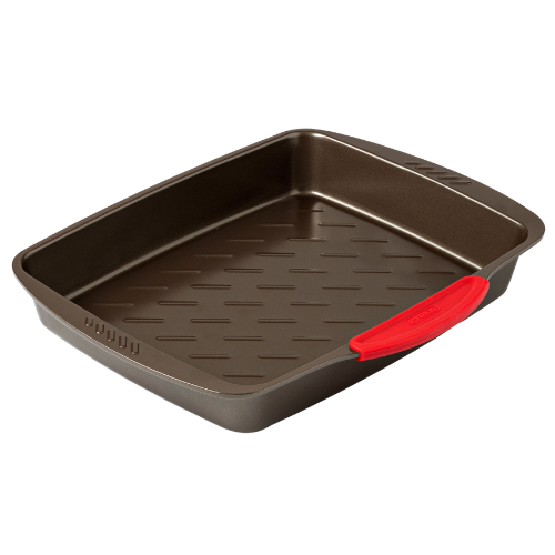 Fuente de metal para horno rectangular de fácil agarre - asimetriA