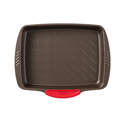 Fuente de metal para horno rectangular de fácil agarre - asimetriA