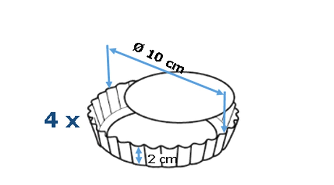 Lot de 4 tartelettes avec fond amovible en métal 10 cm - asimetriA