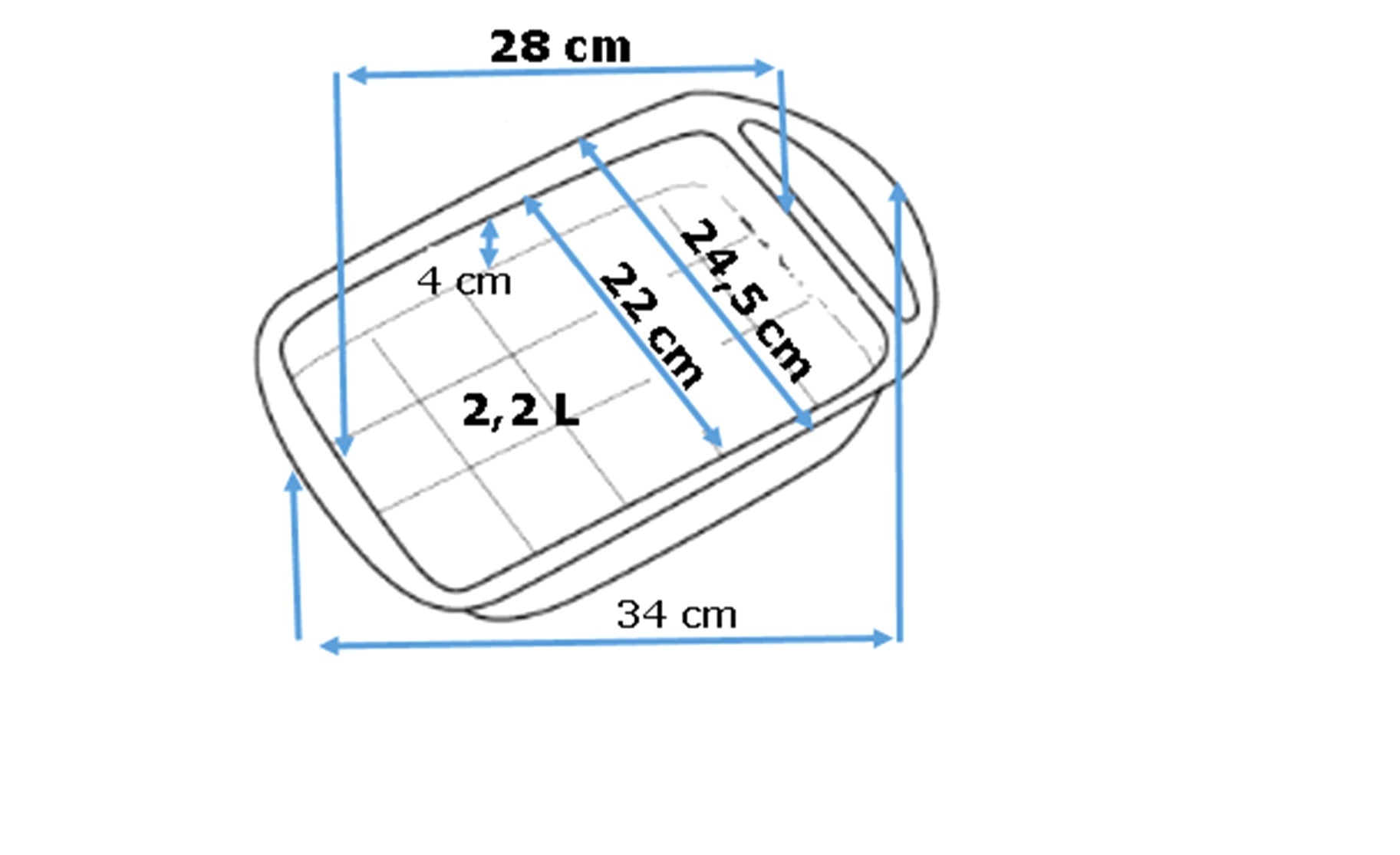 Metal brownie mould with easy grip 28 x 22 cm - asimetriA