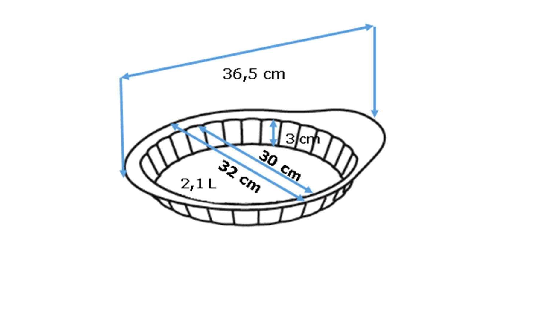 Gemakkelijk vast te pakken metalen taartvorm - asimetriA