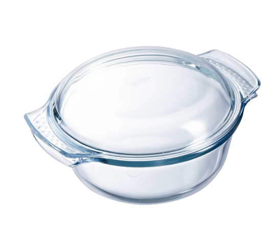 Multi-purpose round glass casserole - 4 IN 1 range