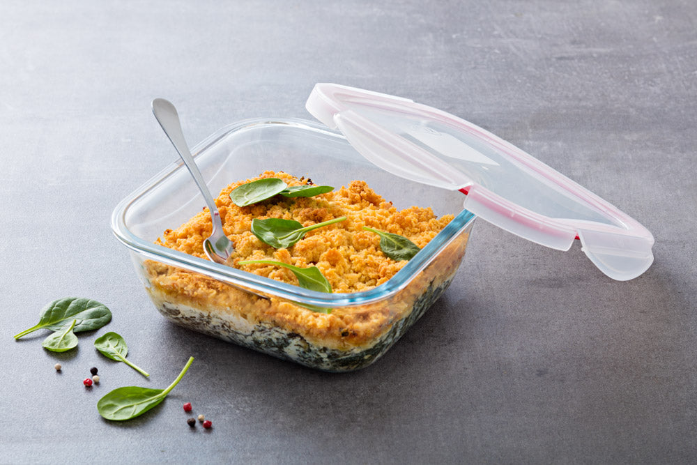 Plat carré en verre avec couvercle étanche - Cook & Go