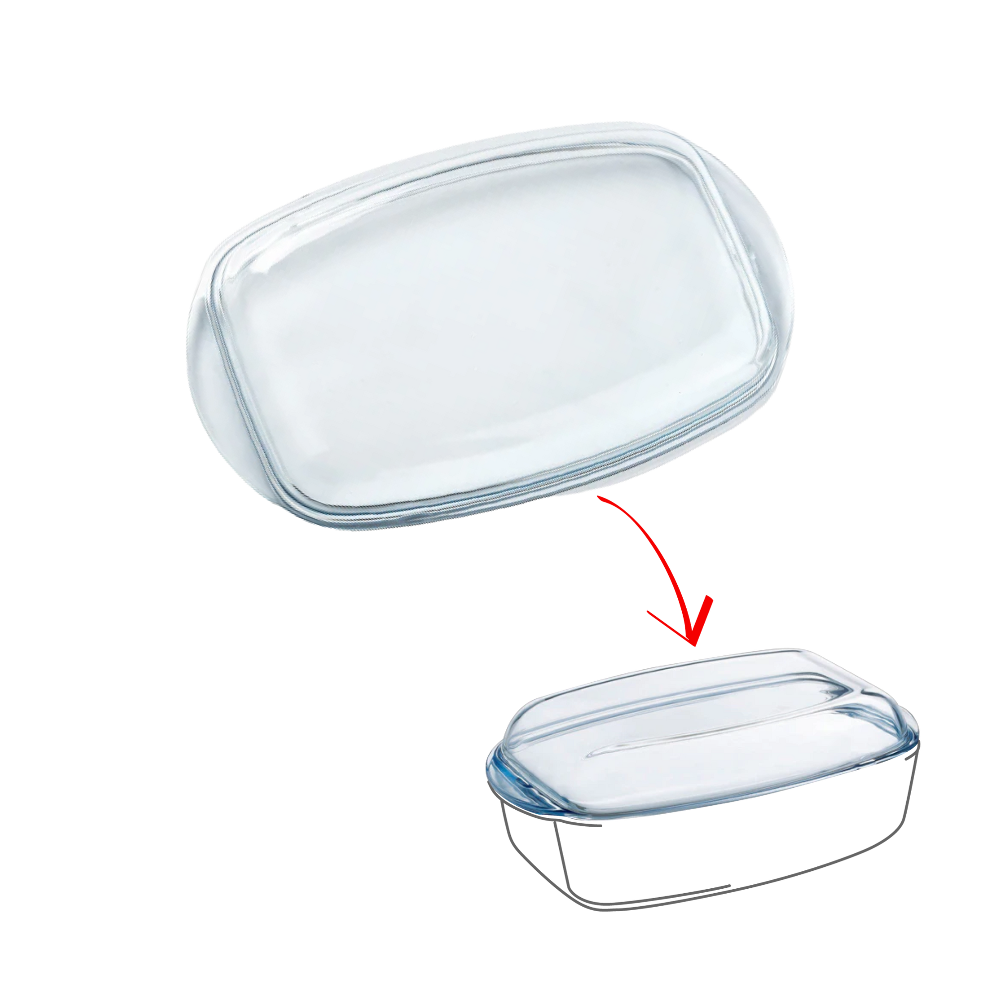 Rectangular glass Cocotte replacement lid