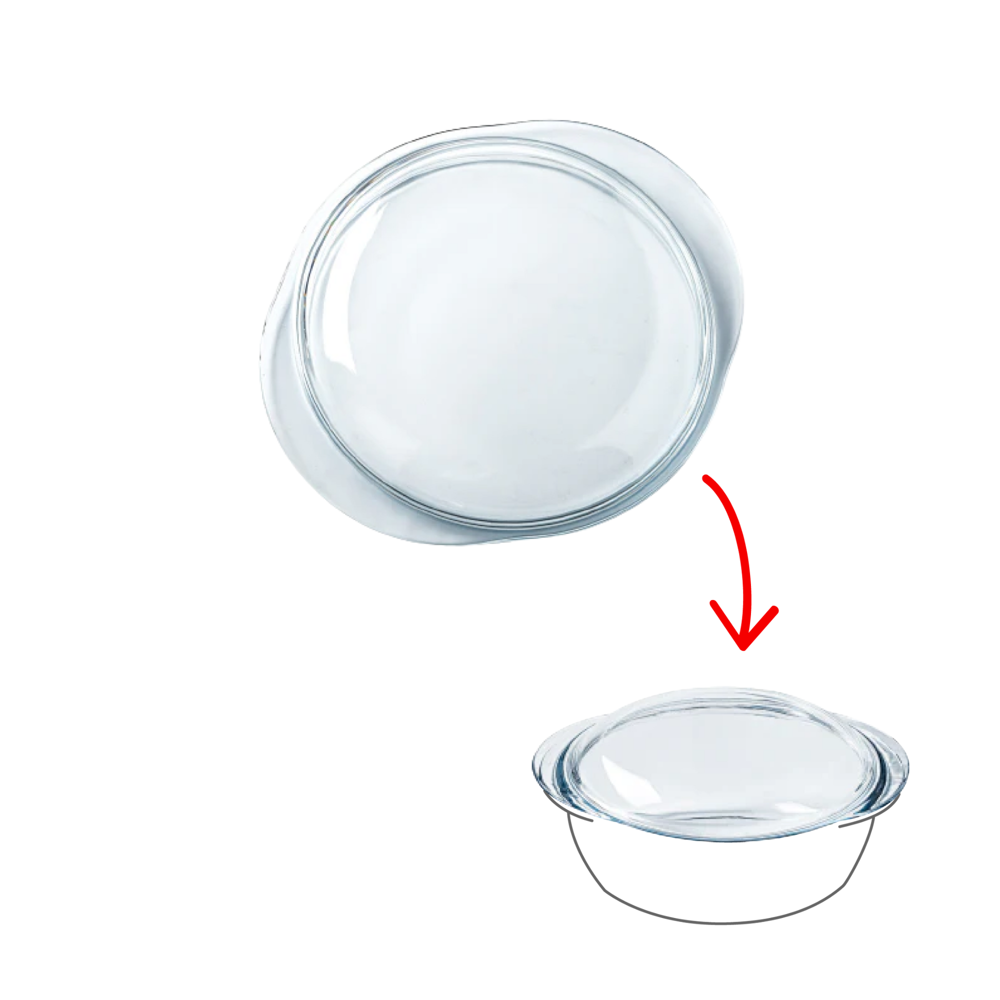 Vervangend deksel voor glazen braadpan Cocotte Ronde