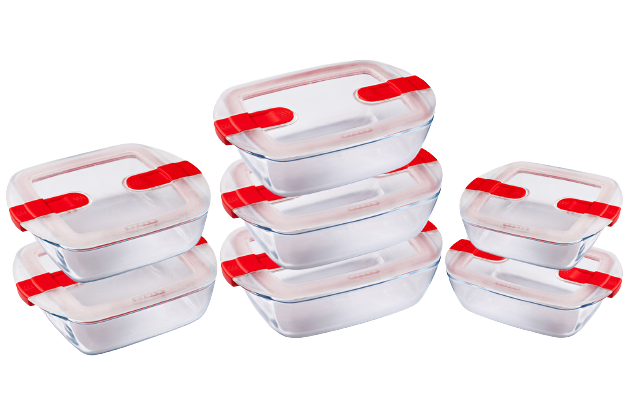 Lot de 7 plats avec couvercle à valves vapeur - Cook & Heat