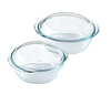 Set of 2 round glass casseroles