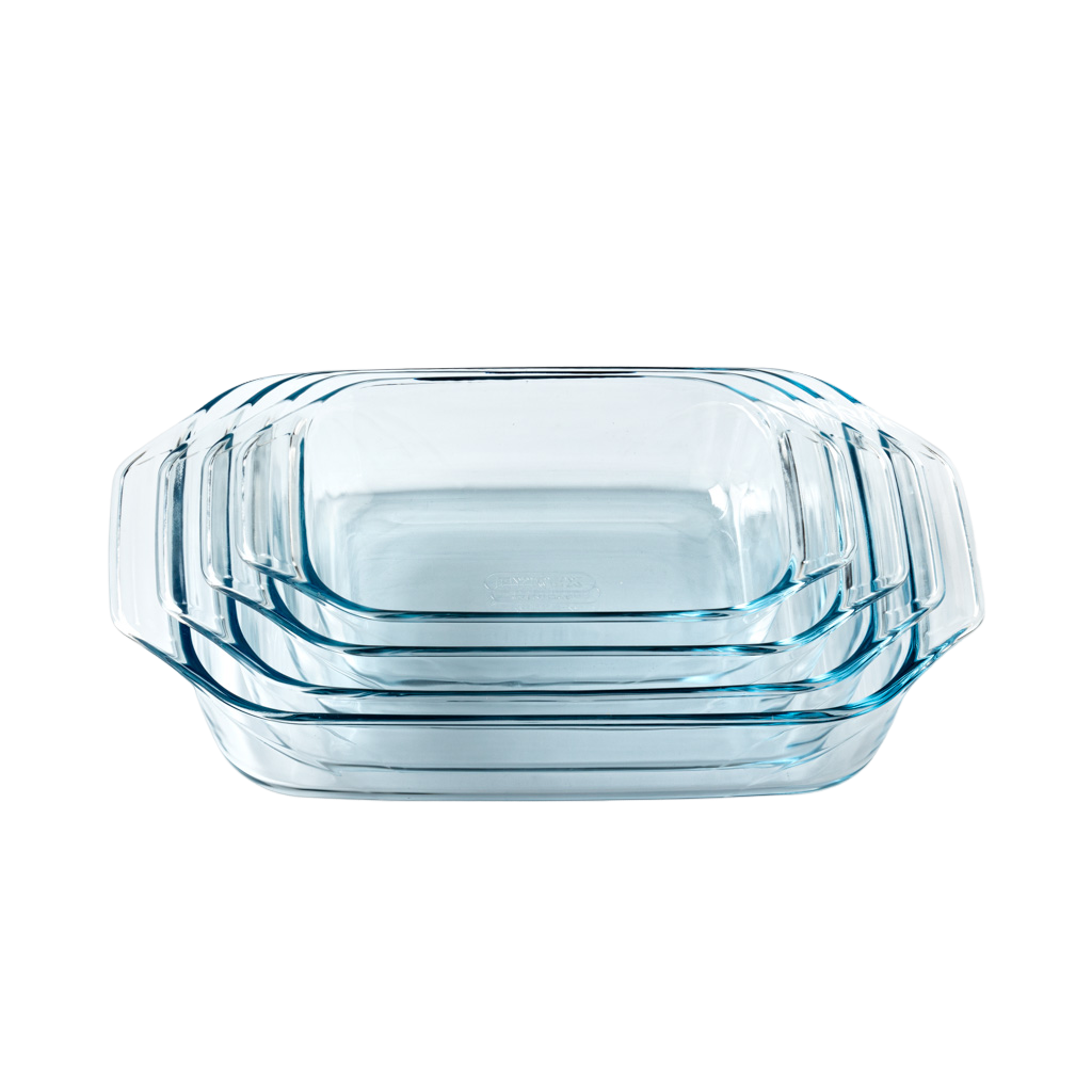 Set of 4 rectangular glass oven dishes with easy grip 27,31 35 and 39 cm - Irresistible