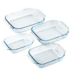 Set of 4 rectangular glass oven dishes with easy grip 27,31 35 and 39 cm - Irresistible
