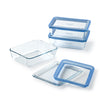 Zero Plastic - Lot de 3 Boites de conservation avec couvercle en verre rectangulaire