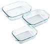 3er-Set rechteckige Ofenschalen aus Glas mit griffigem Griff - Irresistible