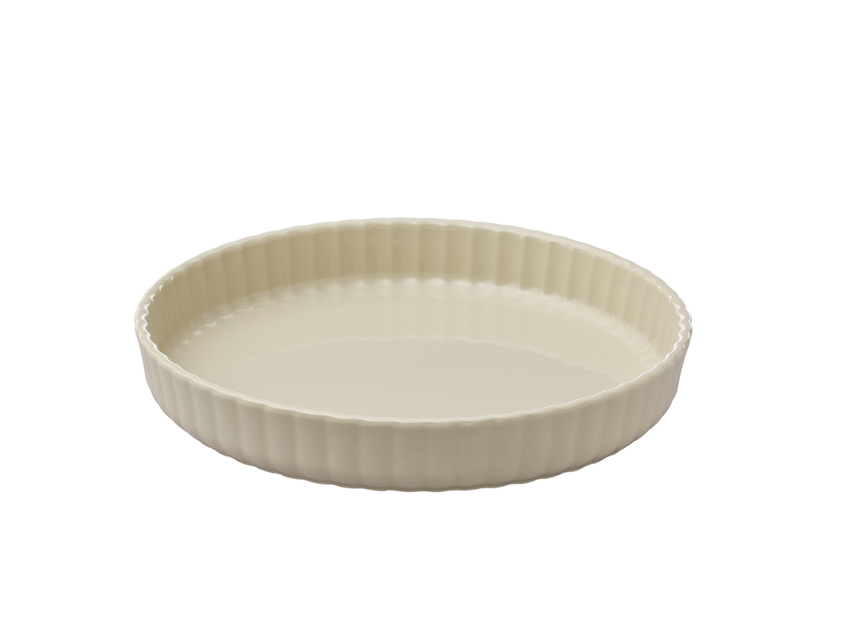 Crealys 512736 Moule à Tarte En Céramique Taupe 28 Cm - Idéal Cuisson Et Présentation