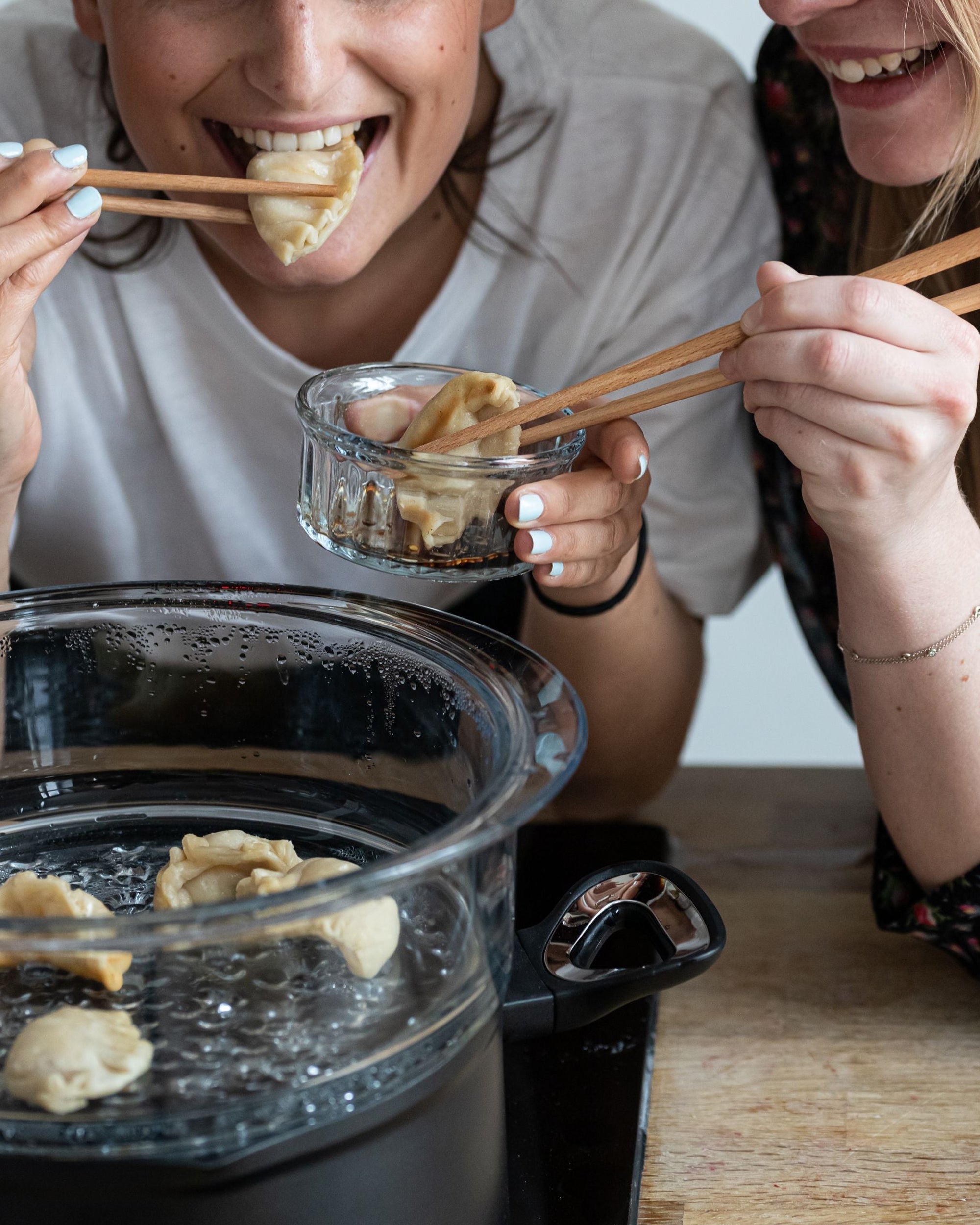 Steam cooking - Steam basket and glass lid set