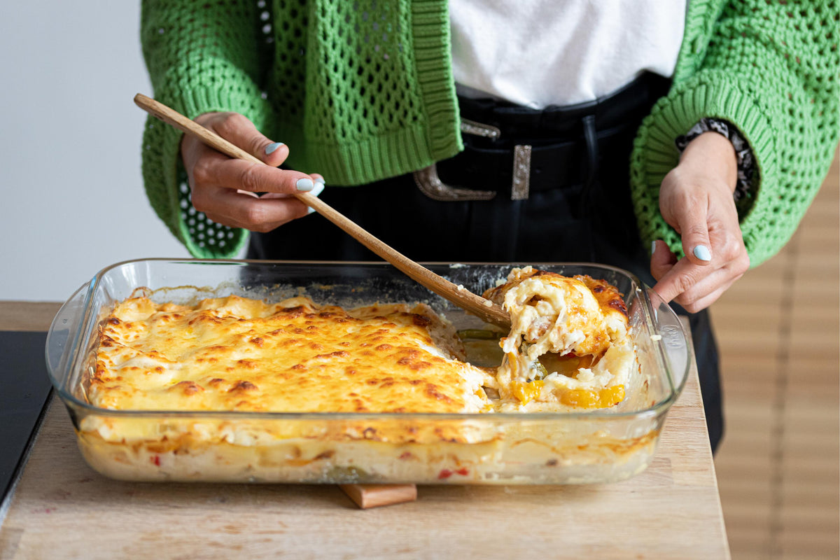 Rechteckige Auflaufform aus Glas - speziell für Lasagne