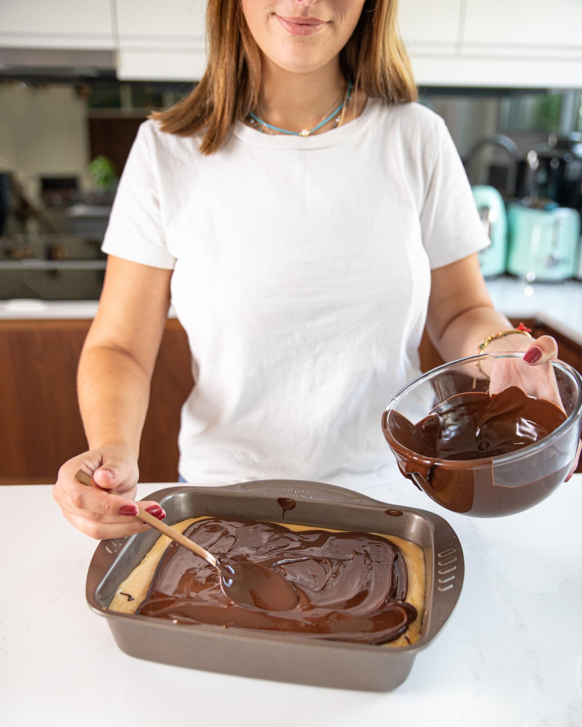 Metal brownie mould with easy grip 28 x 22 cm - asimetriA