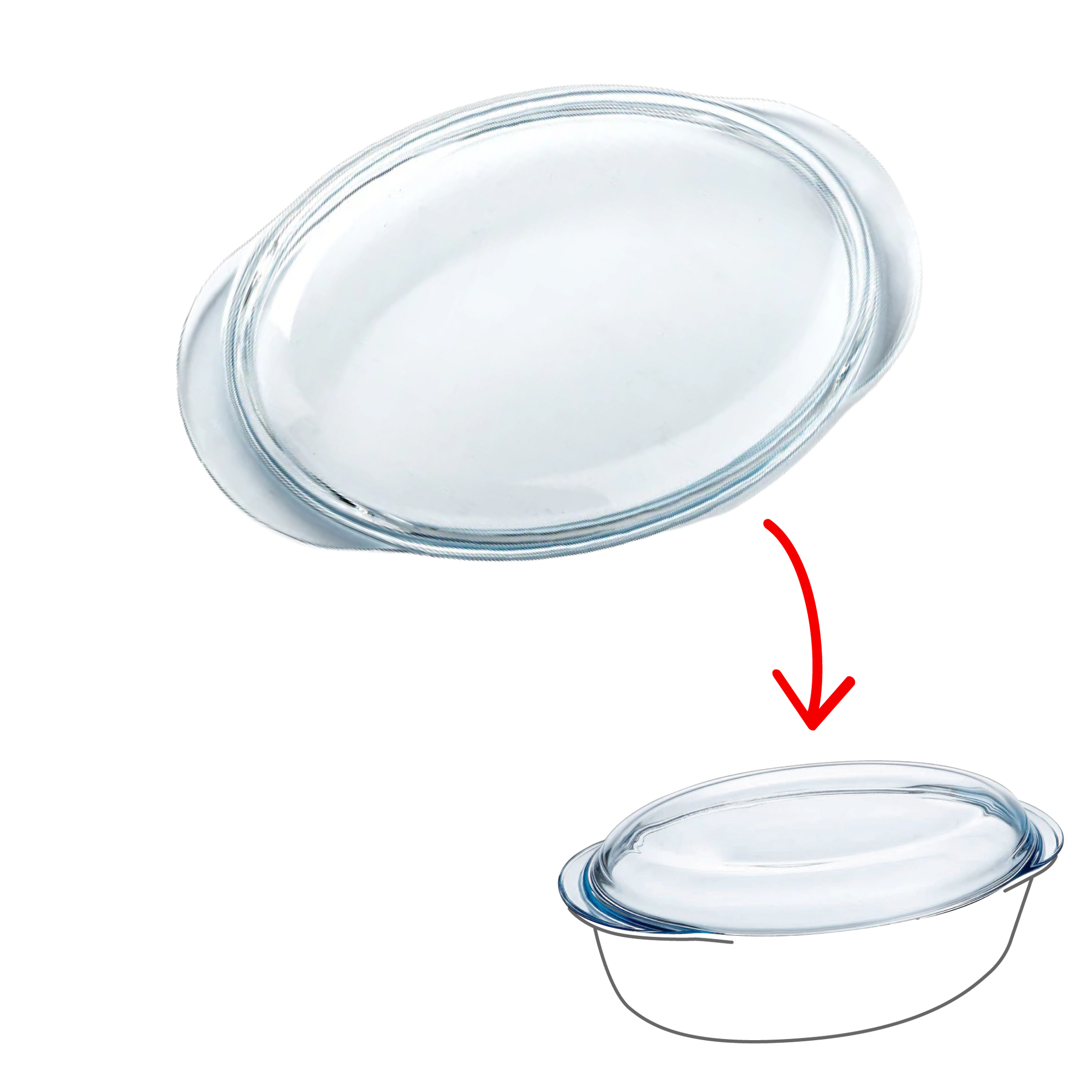 Replacement lid - large oval glass casserole dish