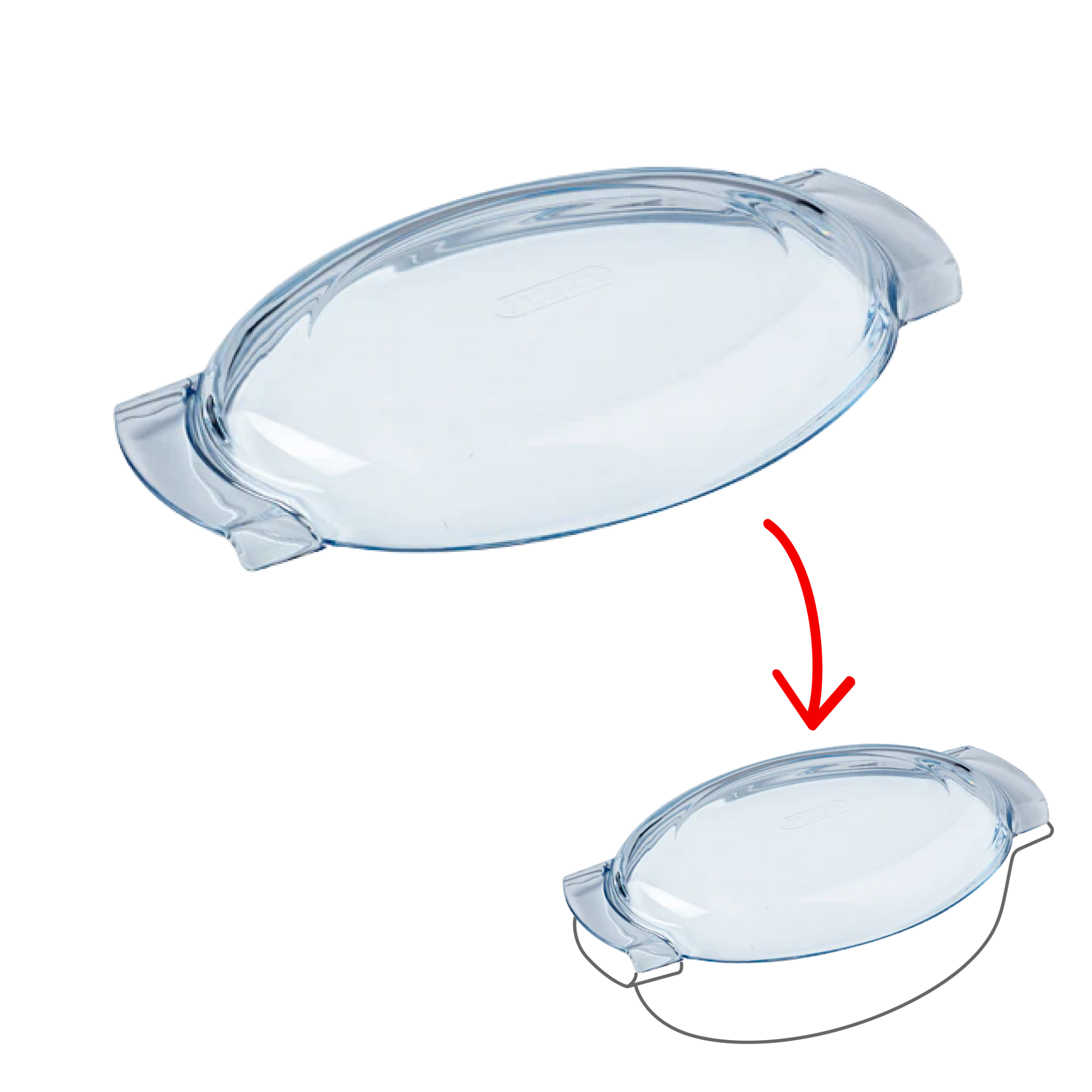 Replacement lid - large oval glass casserole dish