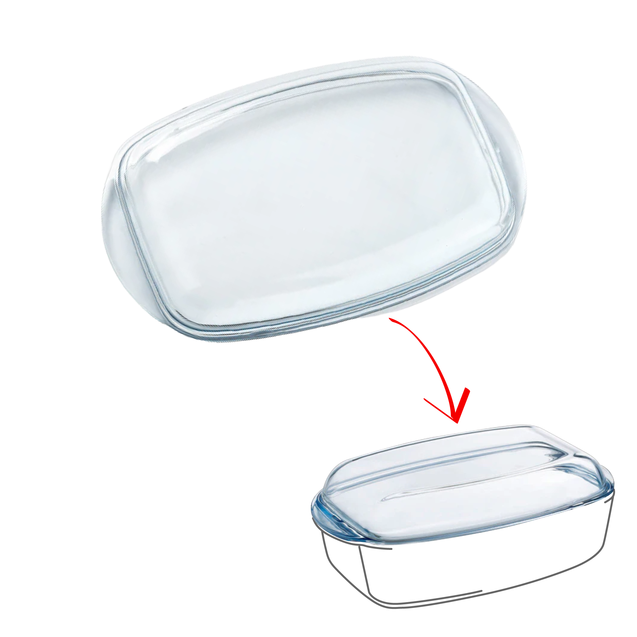 Gast ROLUX Coperchio In Vetro Rettangolare 28x28 Cm Per Padelle E Casseruole – Vetro Temperato Con Pulsante Di Sfiato