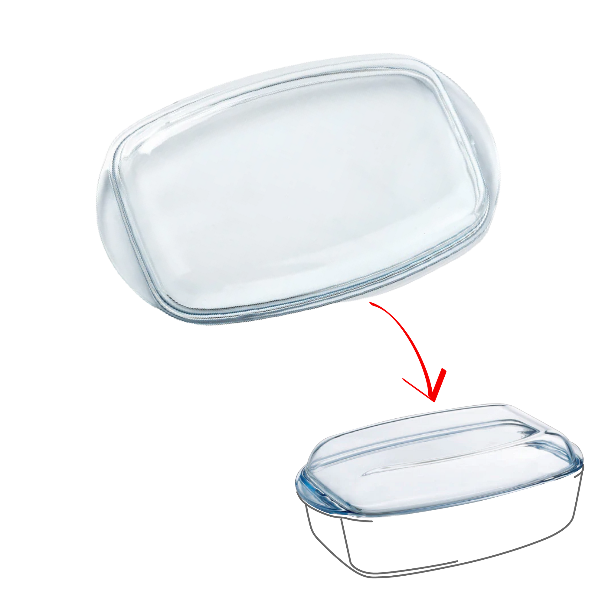 Rectangular glass Cocotte replacement lid