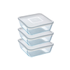 Set di 3 contenitore per congelatore e frigorifero quadrati in vetro con coperchi - Cook & Freeze