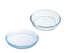Set of 2 bakeware - 26cm round cake dish + 28cm Glass Tart tin - Bake & Enjoy