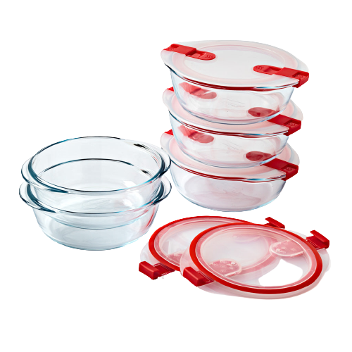 Cook & Heat - 5er-Set Vorratsdosen aus Glas mit Dampfventildeckel